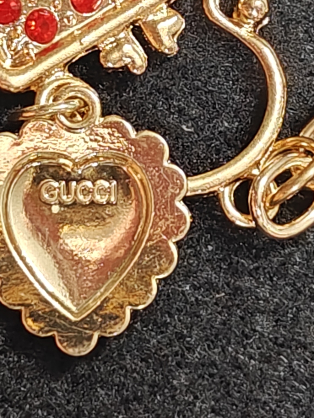 Gold-Tone Red Crystal Purse Keychain Charm - Picture 3 of 3